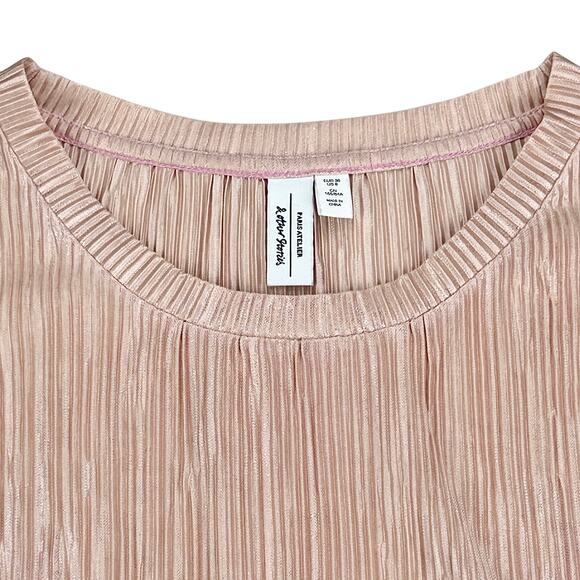 & OTHER STORIES Pleated Metallic Top Sz 6 Pink - Picture 3 of 5